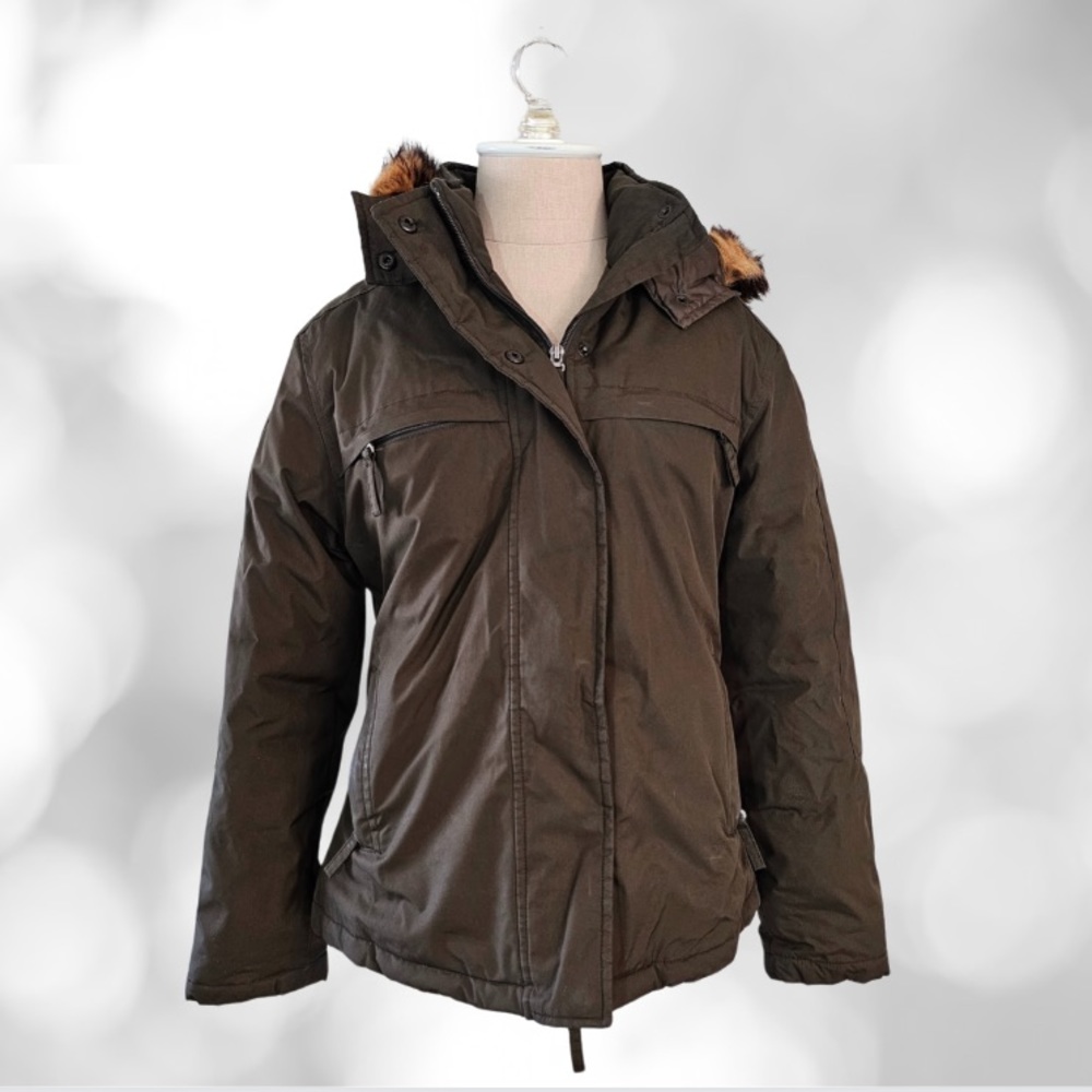 Woman’s Banana Republic Jacket, Small, Olive Green, EUC, Down & Feather Filled.